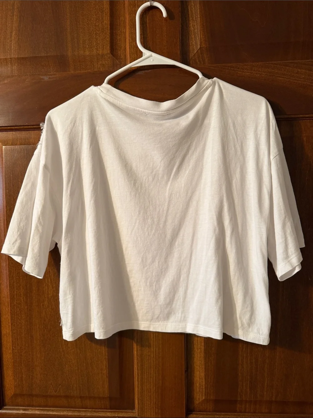 J. Crew White Beaded Cropped Tee